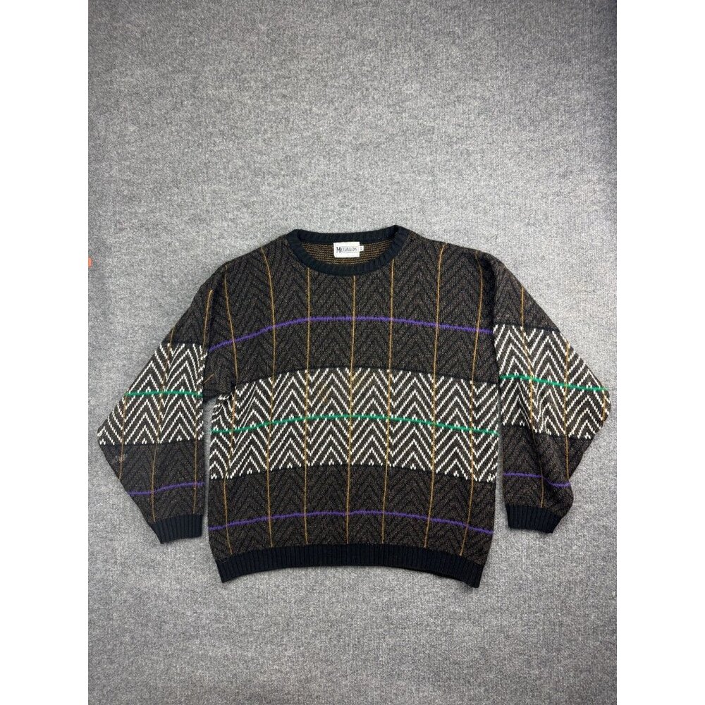 Vintage Megalos Sweater Men's XLT Chunky Knit Coogi Style 100% Acrylic Cosby